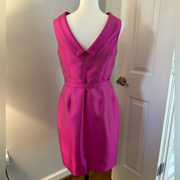 Rickie Freeman For Teri Jon Fuchia Sleeveless Formal Silk Wool Blend Dress S 10 - Picture 7 of 16